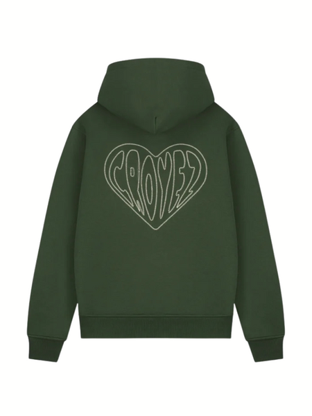 Croyez Stitched Heart Zip Hoodie - Forest Green Croyez Croyez Stitched Heart Zip Hoodie - Forest Green