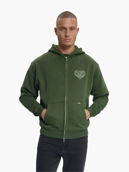 Croyez Croyez Stitched Heart Zip Hoodie - Forest Green Croyez Stitched Heart Zip Hoodie - Forest Green