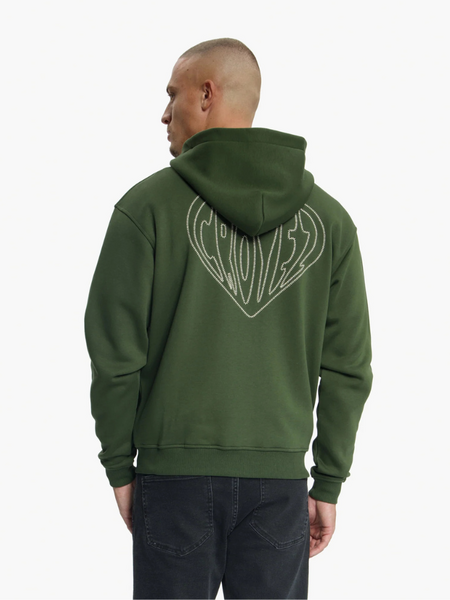 Croyez Stitched Heart Zip Hoodie - Forest Green Croyez Croyez Stitched Heart Zip Hoodie - Forest Green