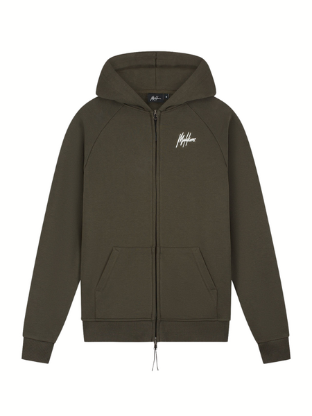 Malelions Sport Logo Raglan Zip Hoodie - Moss