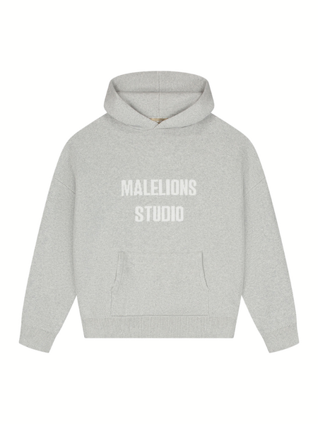Malelions Women Heavy Knitted Hoodie - Grey Melange Malelions Malelions Women Heavy Knitted Hoodie - Grey Melange