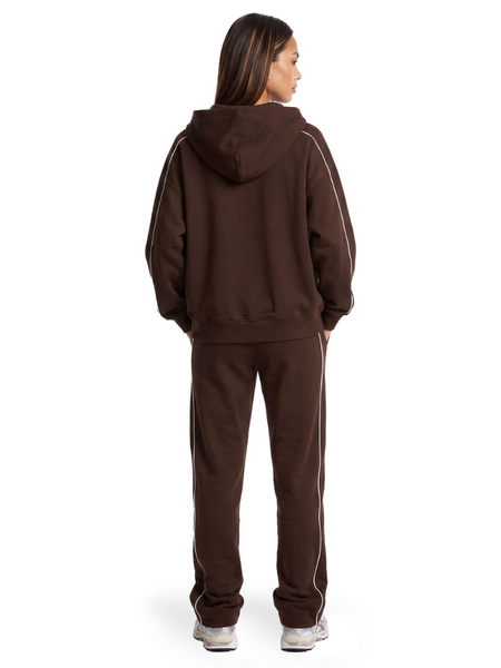 Malelions Women Contrast Zip Hoodie - Dark Brown Malelions Malelions Women Contrast Zip Hoodie - Dark Brown