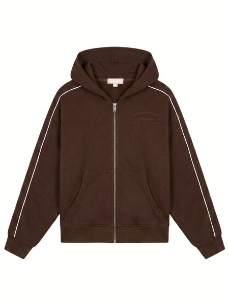 Malelions Women Contrast Zip Hoodie - Dark Brown Malelions Malelions Women Contrast Zip Hoodie - Dark Brown