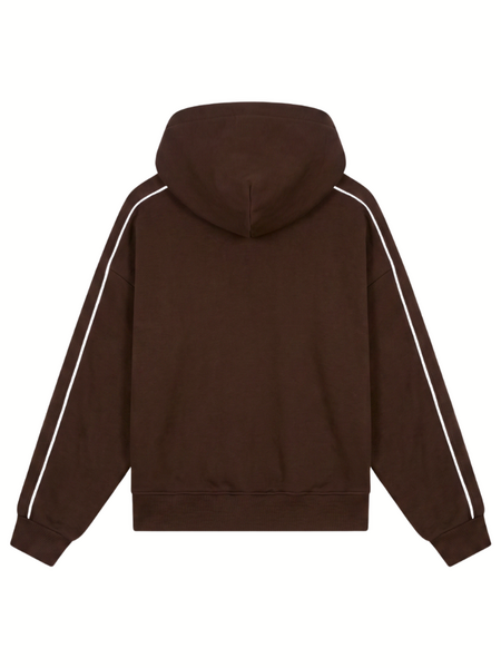 Malelions Women Contrast Zip Hoodie - Dark Brown Malelions Malelions Women Contrast Zip Hoodie - Dark Brown