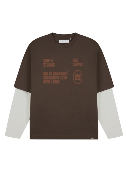 Croyez Croyez Showroom Double Sleeve T-Shirt - Brown Croyez Showroom Double Sleeve T-Shirt - Brown