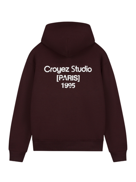 Croyez Studio Damaged Zip Hoodie - Raisin Red Croyez Croyez Studio Damaged Zip Hoodie - Raisin Red
