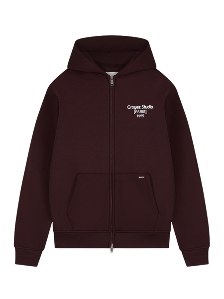 Croyez Studio Damaged Zip Hoodie - Raisin Red Croyez Croyez Studio Damaged Zip Hoodie - Raisin Red