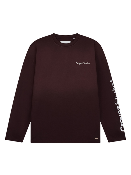Croyez Women Studio Faded Longsleeve T-Shirt - Raisin Red Croyez Croyez Women Studio Faded Longsleeve T-Shirt - Raisin Red