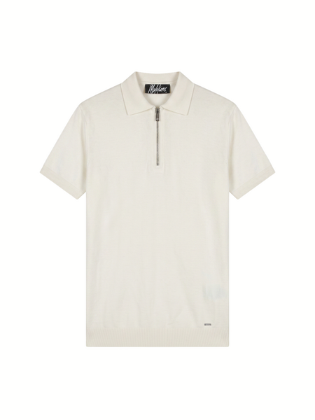Malelions Malelions Knitted Zip Polo - Off-White