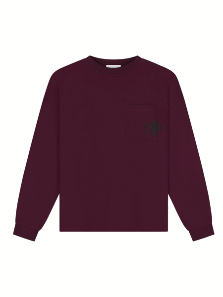 Pure Path Inititials Pocket Longsleeve T-Shirt - Wine Red Pure Path Pure Path Inititials Pocket Longsleeve T-Shirt - Wine Red