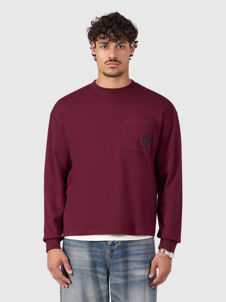 Pure Path Inititials Pocket Longsleeve T-Shirt - Wine Red Pure Path Pure Path Inititials Pocket Longsleeve T-Shirt - Wine Red