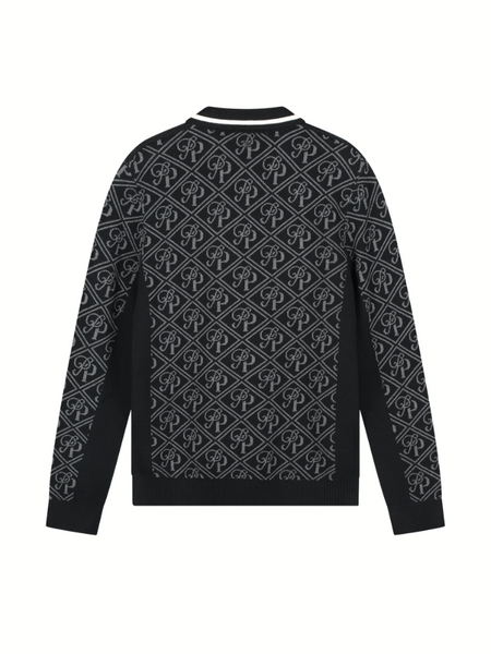 Pure Path Pure Path Jacquard Football Knit Polo - Black