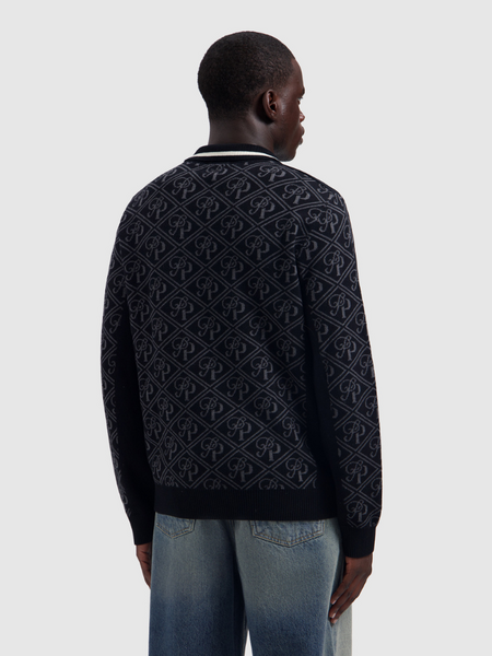 Pure Path Pure Path Jacquard Football Knit Polo - Black