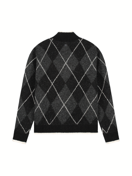 Pure Path Argyle Half-Zip Knit - Black Pure Path Pure Path Argyle Half-Zip Knit - Black