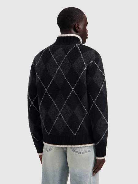 Pure Path Argyle Half-Zip Knit - Black Pure Path Pure Path Argyle Half-Zip Knit - Black