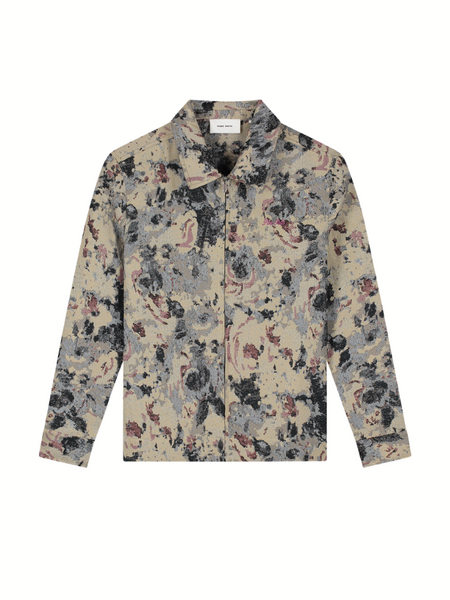 Pure Path Jacquard Flower Full-Zip Overshirt - Taupe Pure Path Pure Path Jacquard Flower Full-Zip Overshirt - Taupe