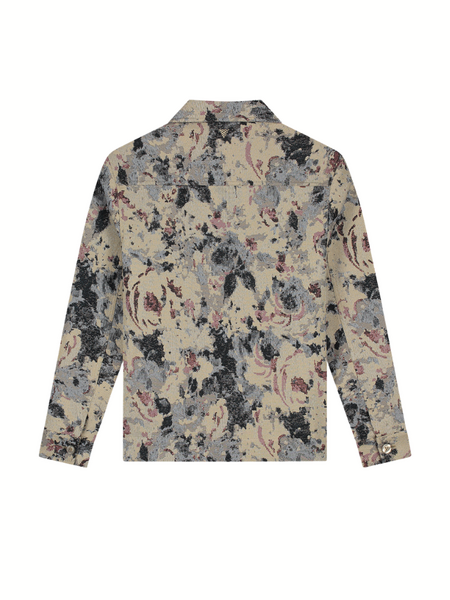 Pure Path Jacquard Flower Full-Zip Overshirt - Taupe Pure Path Pure Path Jacquard Flower Full-Zip Overshirt - Taupe
