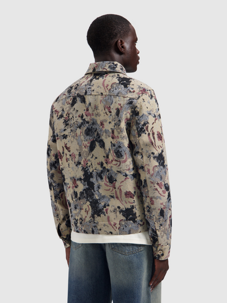 Pure Path Jacquard Flower Full-Zip Overshirt - Taupe Pure Path Pure Path Jacquard Flower Full-Zip Overshirt - Taupe