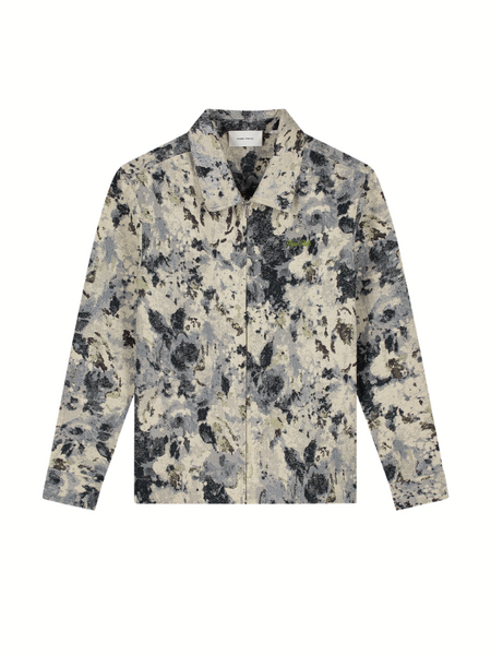 Pure Path Jacquard Flower Full-Zip Overshirt - Ecru Pure Path Pure Path Jacquard Flower Full-Zip Overshirt - Ecru