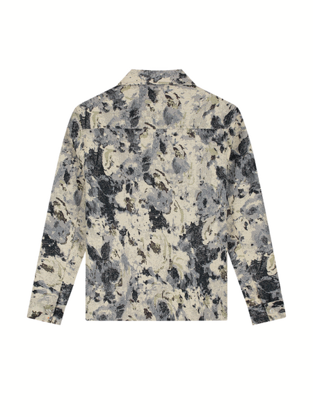 Pure Path Jacquard Flower Full-Zip Overshirt - Ecru Pure Path Pure Path Jacquard Flower Full-Zip Overshirt - Ecru