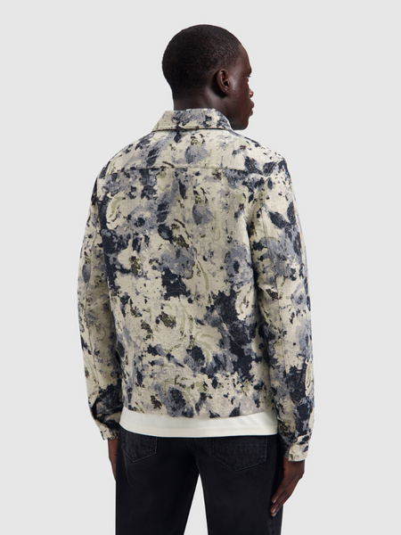 Pure Path Jacquard Flower Full-Zip Overshirt - Ecru Pure Path Pure Path Jacquard Flower Full-Zip Overshirt - Ecru