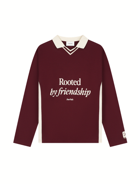Pure Path Rooted By Friendship Longsleeve Polo - Wine Red Pure Path Pure Path Rooted By Friendship Longsleeve Polo - Wine Red
