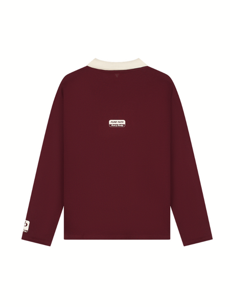 Pure Path Rooted By Friendship Longsleeve Polo - Wine Red Pure Path Pure Path Rooted By Friendship Longsleeve Polo - Wine Red