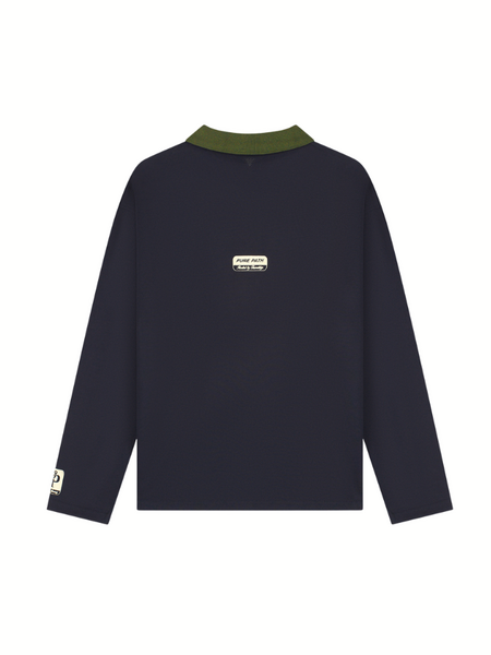 Pure Path Rooted By Friendship Longsleeve Polo - Dark Navy Pure Path Pure Path Rooted By Friendship Longsleeve Polo - Dark Navy