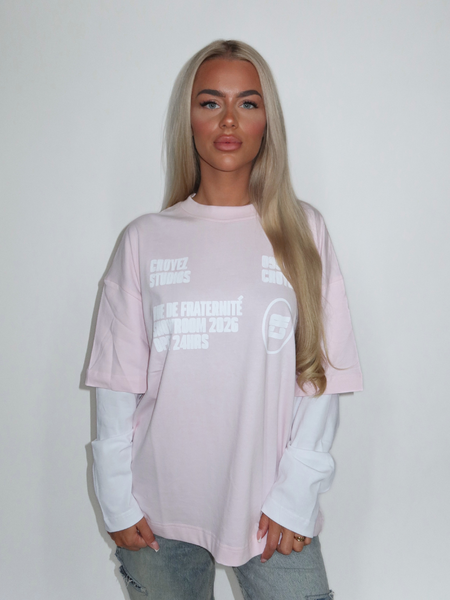 Croyez Croyez Women Showroom Double Sleeve T-Shirt - Pink Croyez Women Showroom Double Sleeve T-Shirt - Pink