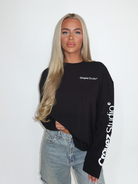 Croyez Women Studio Faded Longsleeve T-Shirt - Black