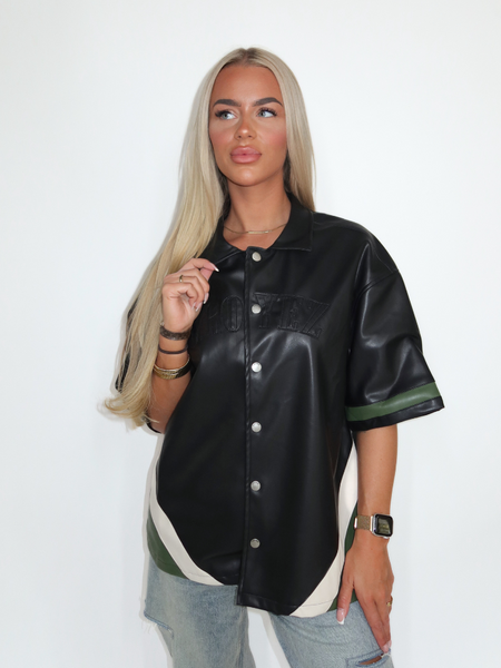 Croyez Women Logo Leather Shirt - Black Croyez Croyez Women Logo Leather Shirt - Black