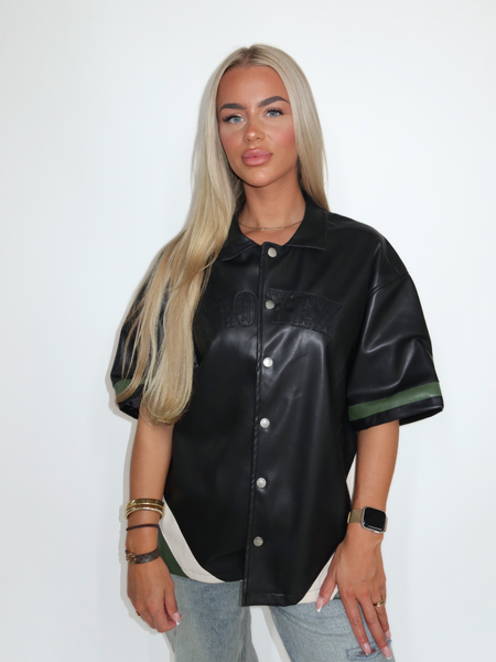 Croyez Croyez Women Logo Leather Shirt - Black Croyez Women Logo Leather Shirt - Black