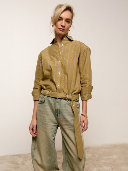 Josh V Erica Stropdas - Camel Stripe Josh V Josh V Erica Stropdas - Camel Stripe