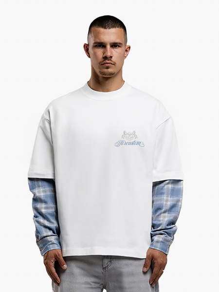 JorCustom Handscript2.0 Flannel Double Layered - White-BountyBlue JorCustom JorCustom Handscript2.0 Flannel Double Layered - White-BountyBlue