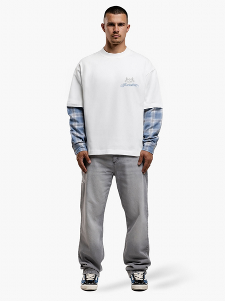 JorCustom Handscript2.0 Flannel Double Layered - White-BountyBlue JorCustom JorCustom Handscript2.0 Flannel Double Layered - White-BountyBlue