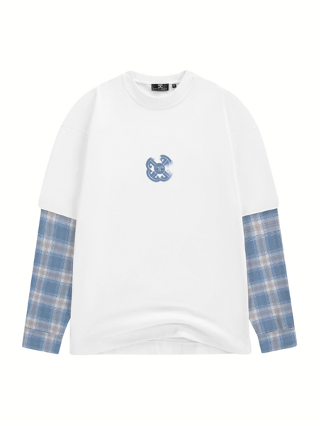 JorCustom Monogram Flannel Double Layered Longsleeve - White/Bounty Blue JorCustom JorCustom Monogram Flannel Double Layered Longsleeve - White/Bounty Blue