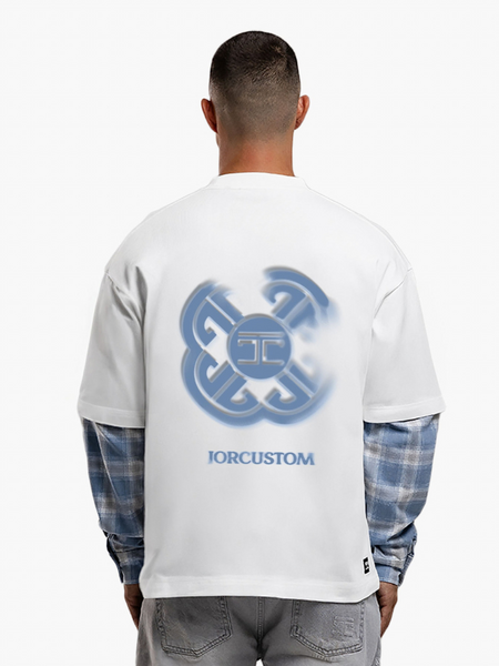 JorCustom Monogram Flannel Double Layered Longsleeve - White/Bounty Blue JorCustom JorCustom Monogram Flannel Double Layered Longsleeve - White/Bounty Blue
