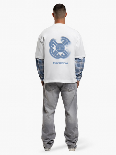 JorCustom Monogram Flannel Double Layered Longsleeve - White/Bounty Blue JorCustom JorCustom Monogram Flannel Double Layered Longsleeve - White/Bounty Blue