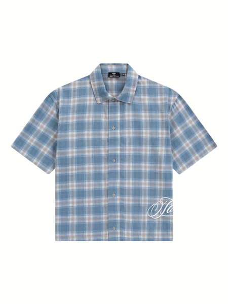 JorCustom Handscript2.0 Flannel Overshirt Shortsleeve - Bounty Blue JorCustom JorCustom Handscript2.0 Flannel Overshirt Shortsleeve - Bounty Blue