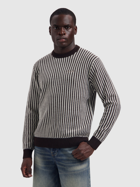 Pure Path Ladderstitch Sweater - Wine Red Pure Path Pure Path Ladderstitch Sweater - Wine Red