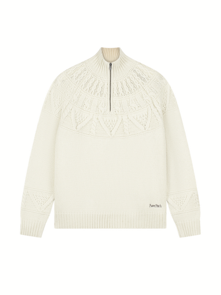 Pure Path Heavy Cable Knit Sweater - Ecru Pure Path Pure Path Heavy Cable Knit Sweater - Ecru