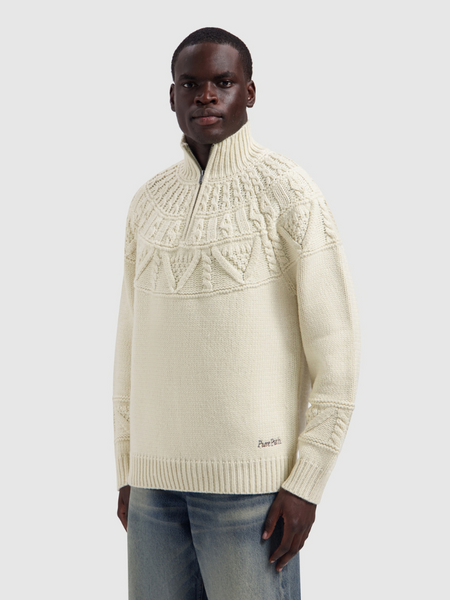 Pure Path Heavy Cable Knit Sweater - Ecru Pure Path Pure Path Heavy Cable Knit Sweater - Ecru