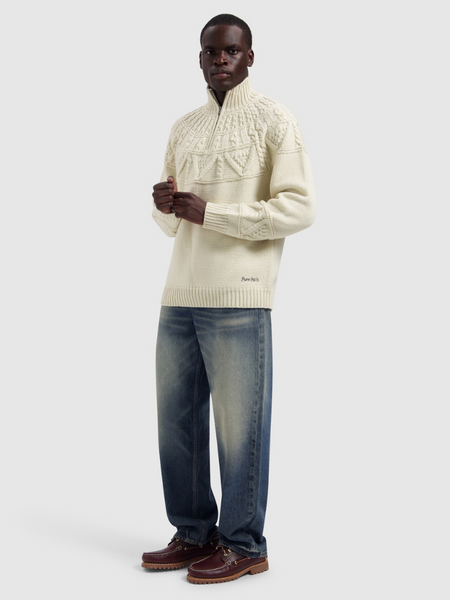 Pure Path Heavy Cable Knit Sweater - Ecru Pure Path Pure Path Heavy Cable Knit Sweater - Ecru