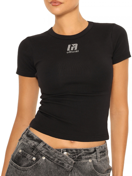 La Sisters La Sisters LA Official Rhinestone Top - Black
