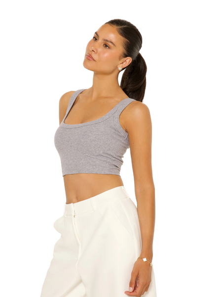 La Sisters Cropped Ribbed Singlet - Grey La Sisters La Sisters Cropped Ribbed Singlet - Grey