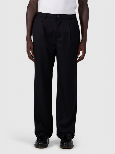 Pure Path Pure Path Pleated Twill Pants - Black