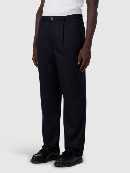 Pure Path Pure Path Pleated Twill Pants - Dark Navy
