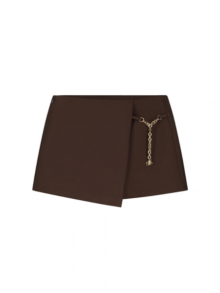 Malelions Women Chain Emblem Skort - Dark Brown Malelions Malelions Women Chain Emblem Skort - Dark Brown