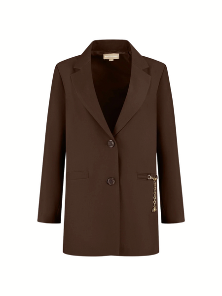 Malelions Women Oversized Chain Emblem Blazer - Dark Brown Malelions Malelions Women Oversized Chain Emblem Blazer - Dark Brown
