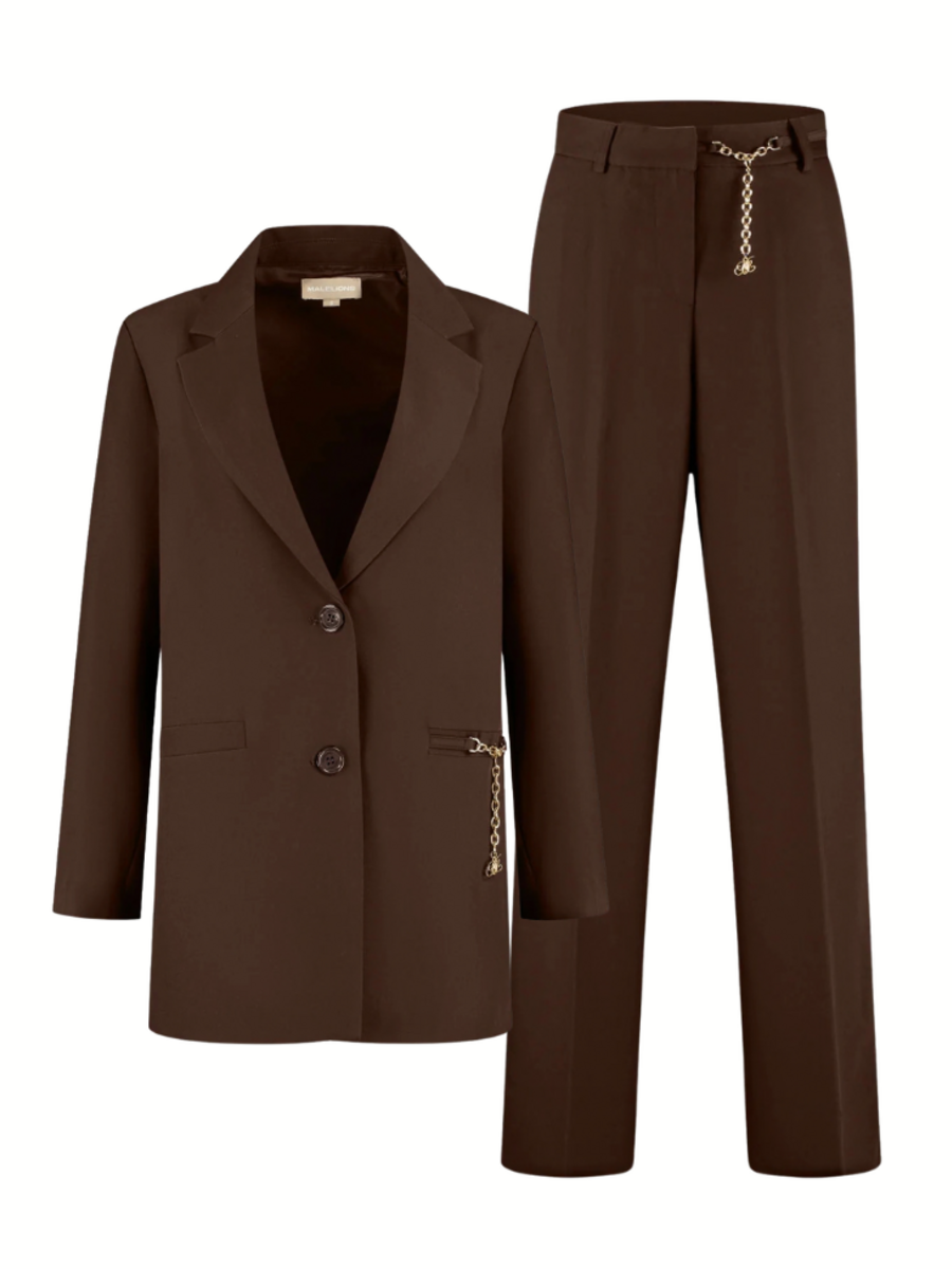 Malelions Malelions Women Chain Emblem Pantalon Combi-set - Dark Brown